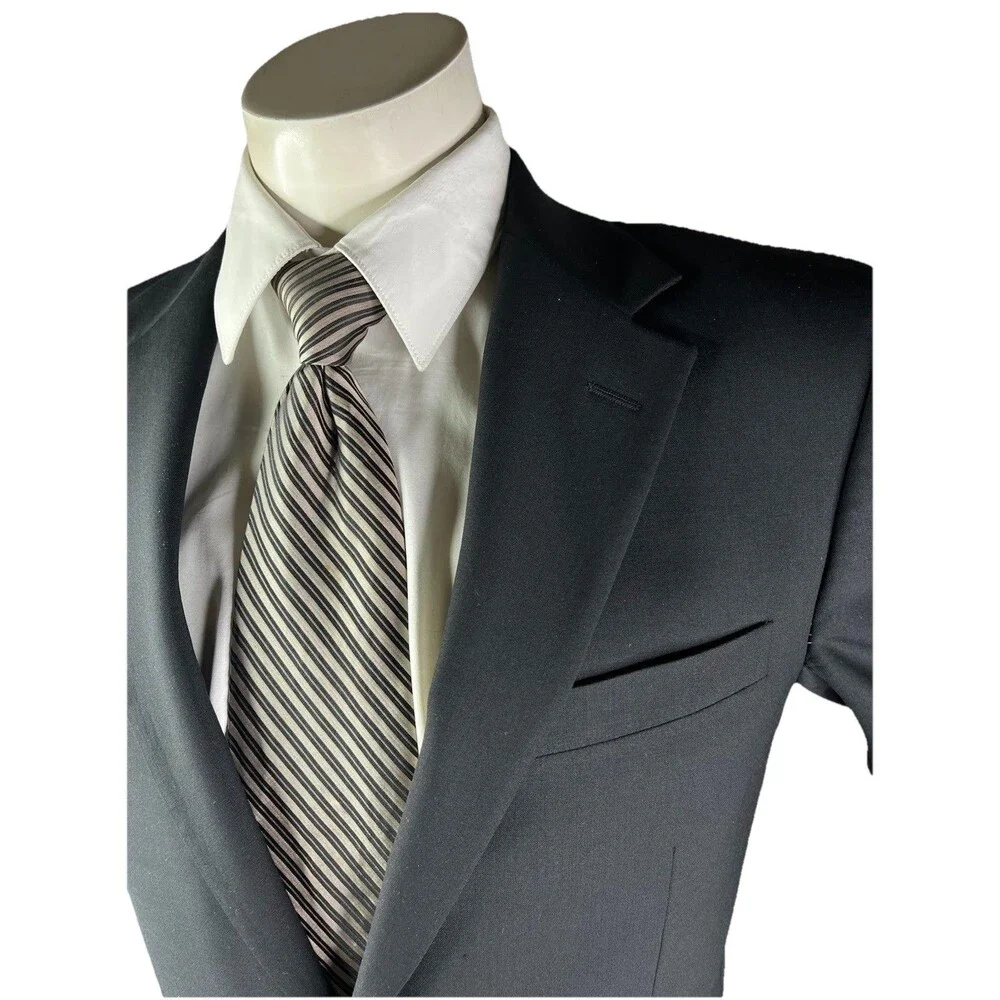 THEORY Premium Men’s 2pc Suit 38R 34x31 Recent 100% Wool Suit Jacket Pants Black